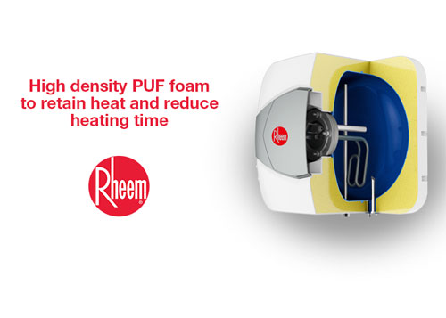 Illustration of high density puf foam inside storage water heater