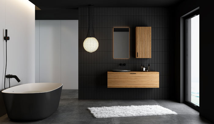 Beautiful black and white color scheme for a bathroom
