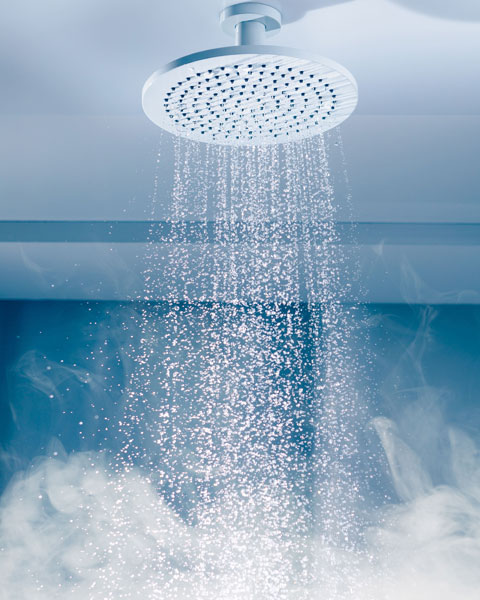 How water is pouring from a shower