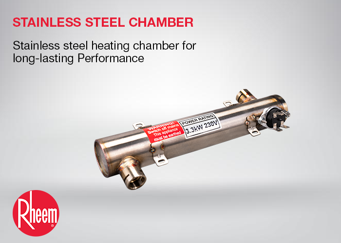 Stainless steel heating chamber for long lasting performance